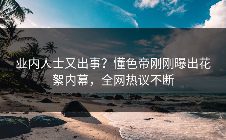 业内人士又出事？懂色帝刚刚曝出花絮内幕，全网热议不断