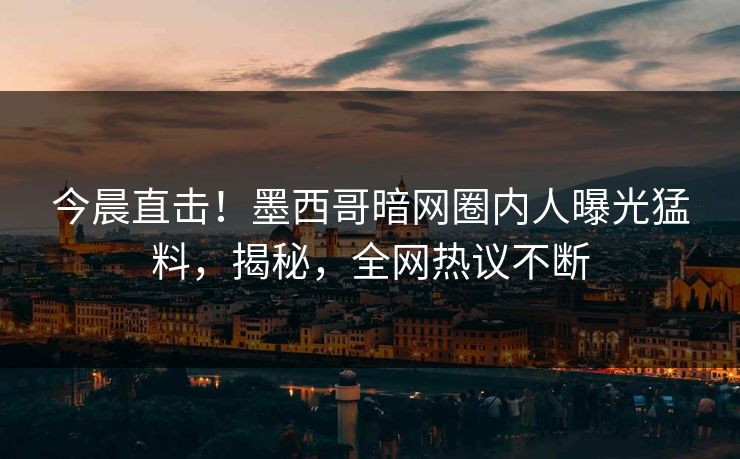 今晨直击！墨西哥暗网圈内人曝光猛料，揭秘，全网热议不断