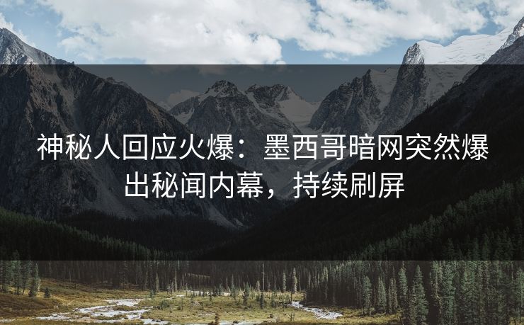 神秘人回应火爆：墨西哥暗网突然爆出秘闻内幕，持续刷屏