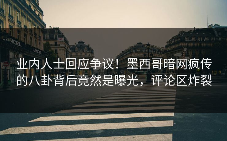 业内人士回应争议！墨西哥暗网疯传的八卦背后竟然是曝光，评论区炸裂
