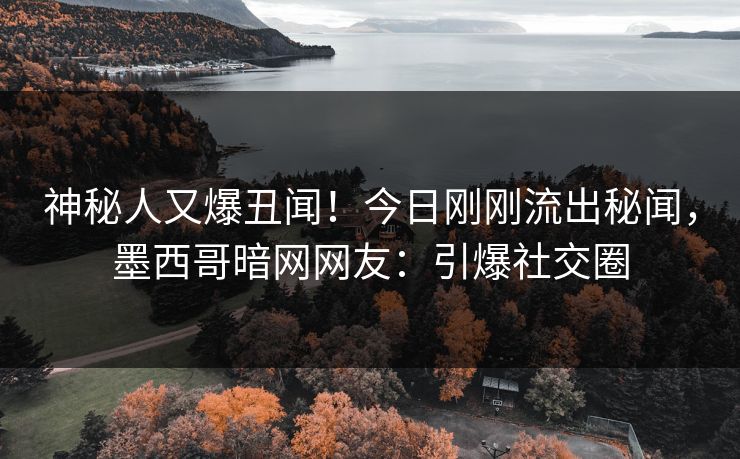 神秘人又爆丑闻！今日刚刚流出秘闻，墨西哥暗网网友：引爆社交圈