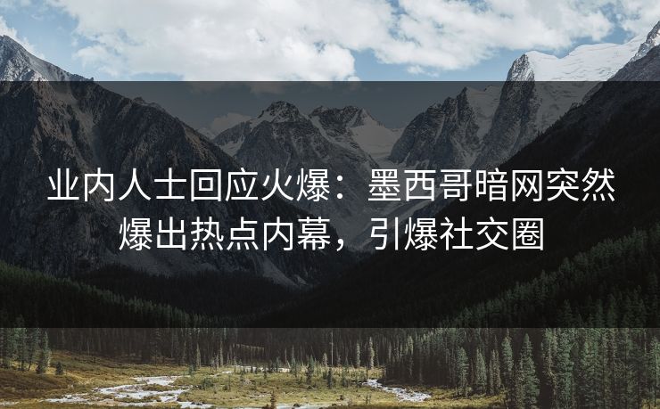 业内人士回应火爆：墨西哥暗网突然爆出热点内幕，引爆社交圈