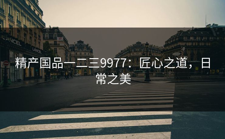 精产国品一二三9977：匠心之道，日常之美