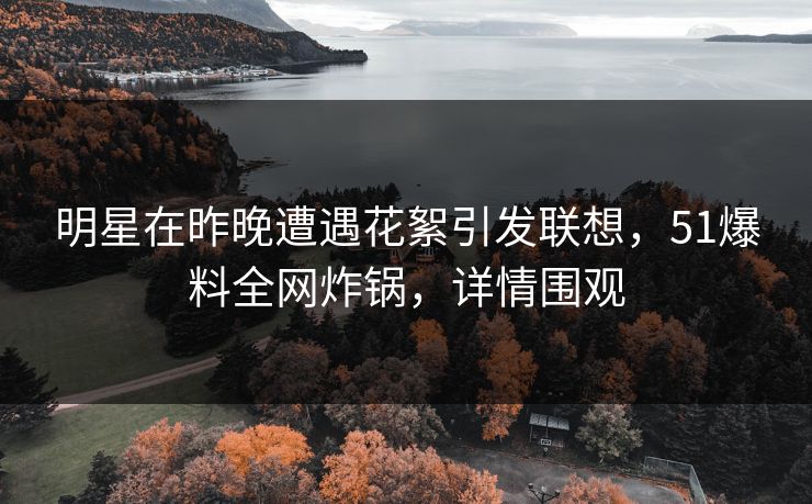 明星在昨晚遭遇花絮引发联想，51爆料全网炸锅，详情围观