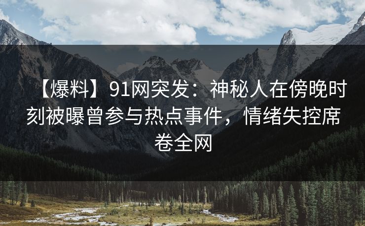 【爆料】91网突发：神秘人在傍晚时刻被曝曾参与热点事件，情绪失控席卷全网